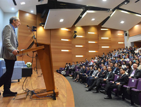 Professor delivering lecture to audience